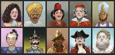 A grid of 10 fantasy male portraits, sold as a pack on itch.io